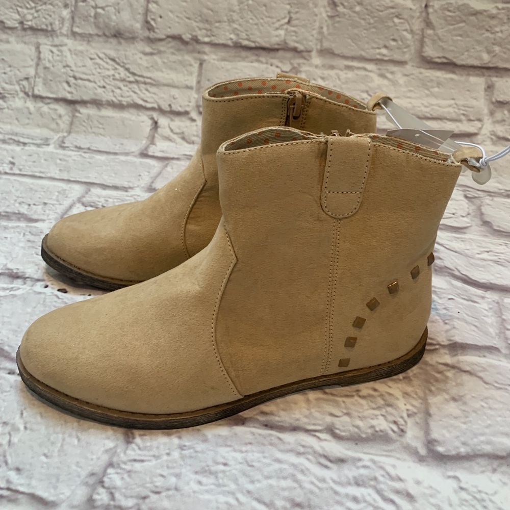 Girls tan studded ankle boots booties youth size 3